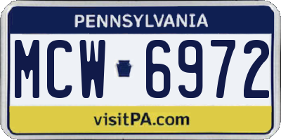 PA license plate MCW6972