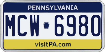 PA license plate MCW6980