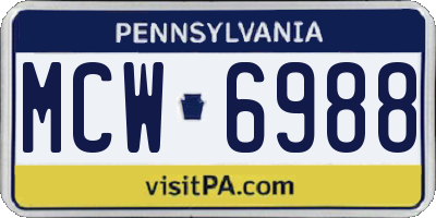 PA license plate MCW6988