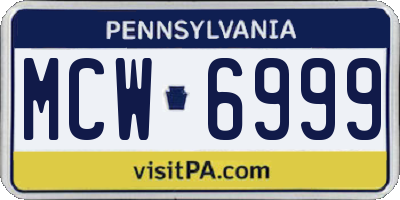PA license plate MCW6999