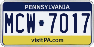 PA license plate MCW7017