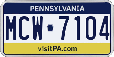 PA license plate MCW7104
