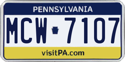 PA license plate MCW7107