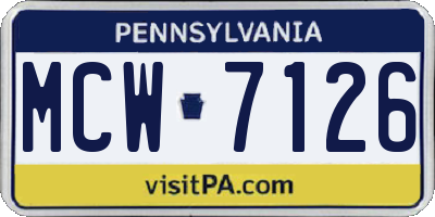 PA license plate MCW7126
