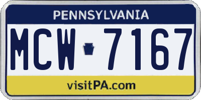 PA license plate MCW7167