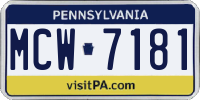 PA license plate MCW7181