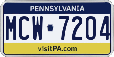 PA license plate MCW7204