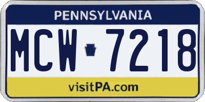 PA license plate MCW7218