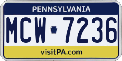 PA license plate MCW7236