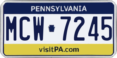 PA license plate MCW7245