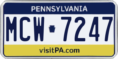 PA license plate MCW7247