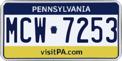 PA license plate MCW7253