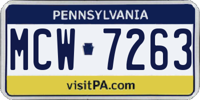 PA license plate MCW7263