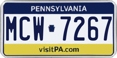 PA license plate MCW7267