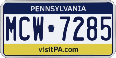 PA license plate MCW7285