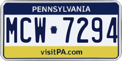 PA license plate MCW7294