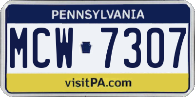 PA license plate MCW7307