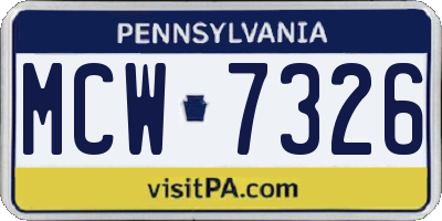 PA license plate MCW7326