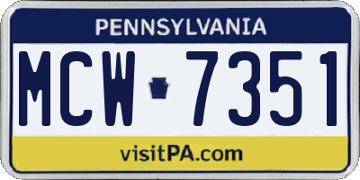 PA license plate MCW7351