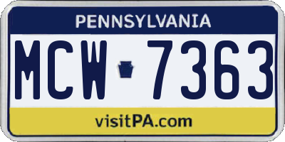 PA license plate MCW7363
