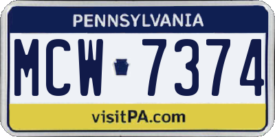 PA license plate MCW7374