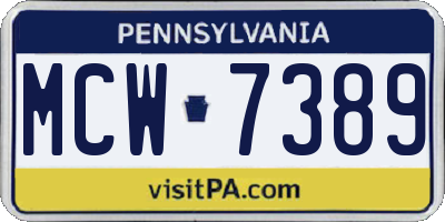 PA license plate MCW7389