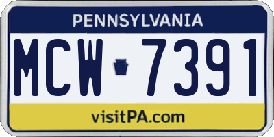 PA license plate MCW7391