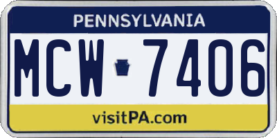 PA license plate MCW7406