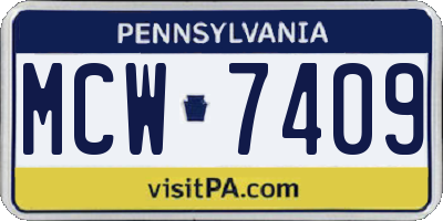 PA license plate MCW7409
