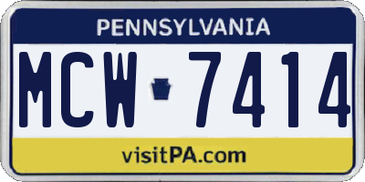 PA license plate MCW7414