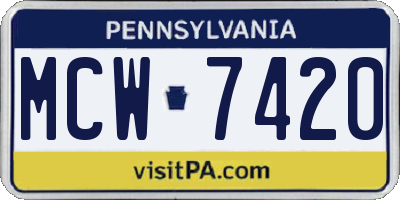 PA license plate MCW7420