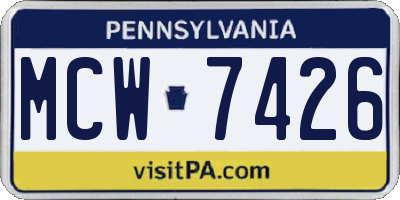 PA license plate MCW7426