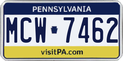 PA license plate MCW7462
