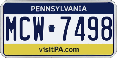 PA license plate MCW7498