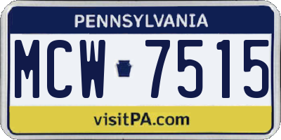 PA license plate MCW7515