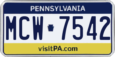 PA license plate MCW7542
