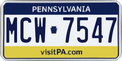 PA license plate MCW7547
