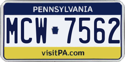 PA license plate MCW7562