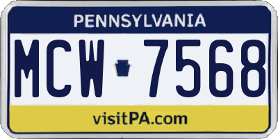 PA license plate MCW7568