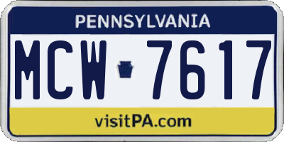 PA license plate MCW7617