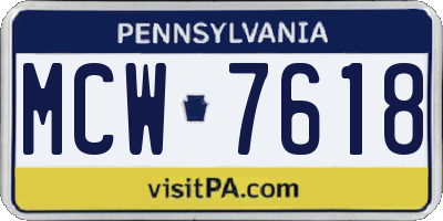 PA license plate MCW7618
