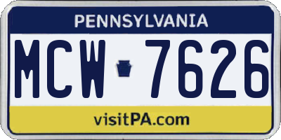 PA license plate MCW7626