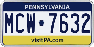 PA license plate MCW7632