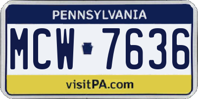 PA license plate MCW7636