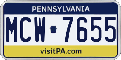 PA license plate MCW7655