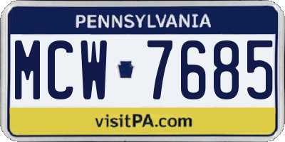 PA license plate MCW7685