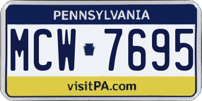 PA license plate MCW7695