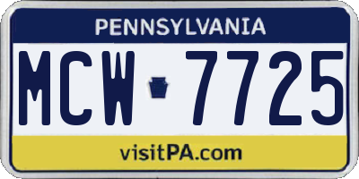 PA license plate MCW7725