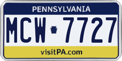 PA license plate MCW7727