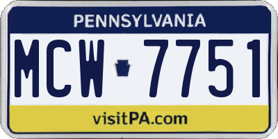PA license plate MCW7751